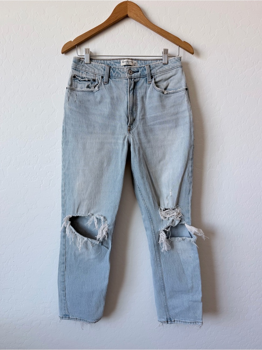 Abercrombie & Fitch Light Blue Distressed Boyfriend Jeans